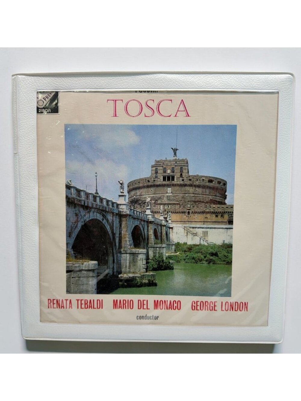 Puccini Tosca DECCA SXL 2180/1 LP Set Tebaldi Monaco London White Wallet Cover